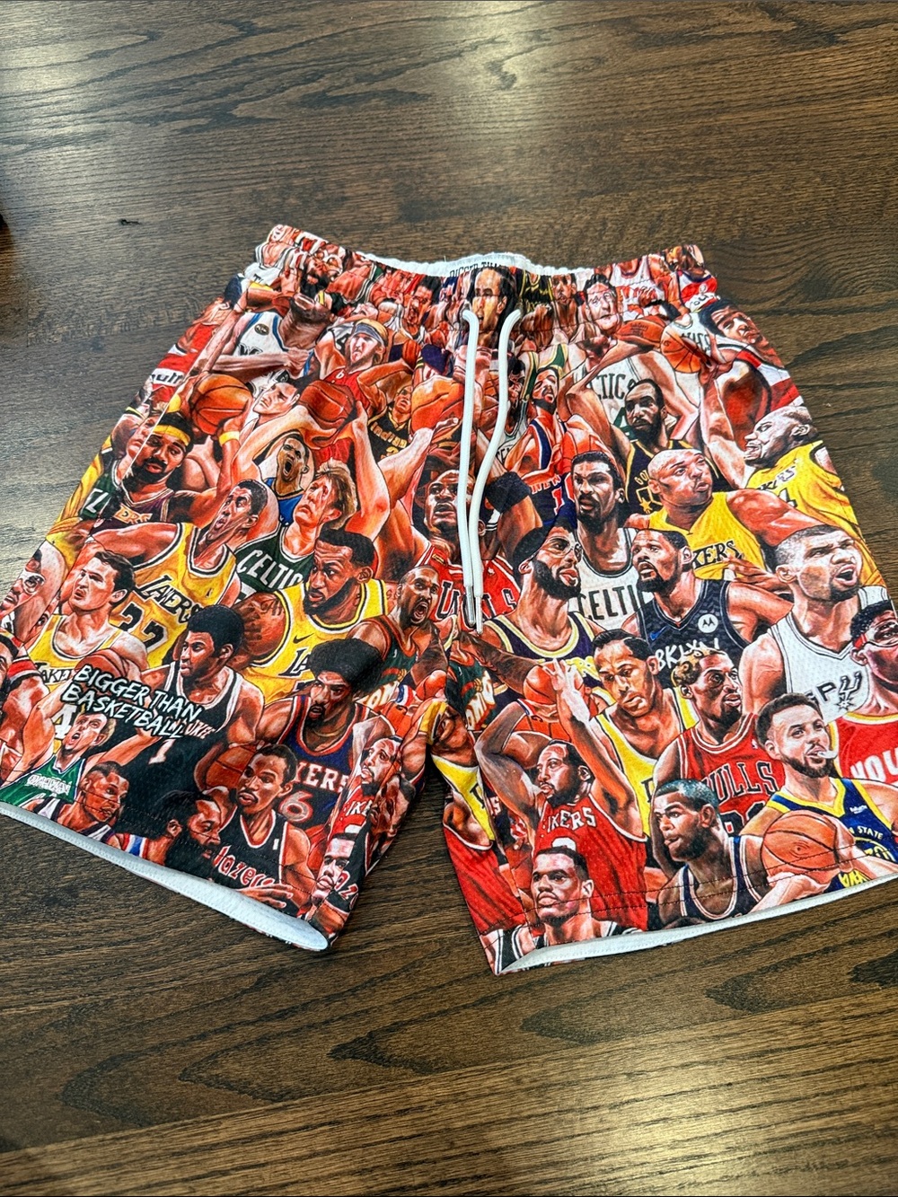 Kids Multicolor Basketball Players Print Shorts - Elastic Waist